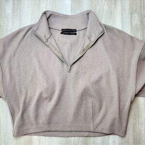 Urban Outfitters Ribbed Zip Sweater in Beige